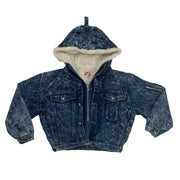 VINTAGE LEVI'S DARK ACID WASH FLEECE LINED HOODED DENIM JACKET